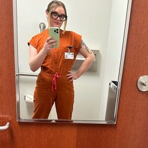 Figs scrubs orange jumpsuit size medium petite